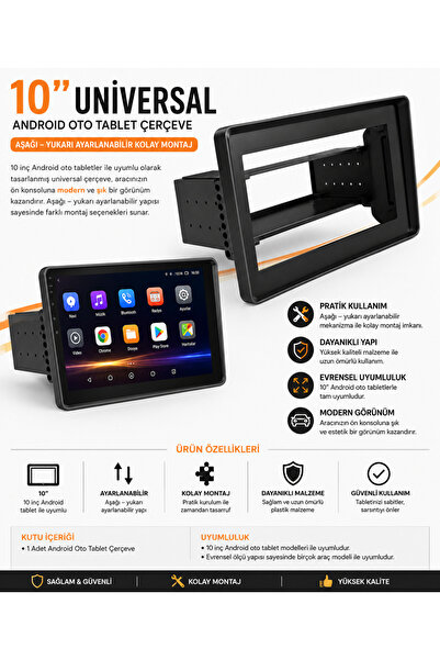 FIRSAT YOLU 10 İnç Universal Android Oto Tablet Çerçevesi Ayarlanabilir Oto T...