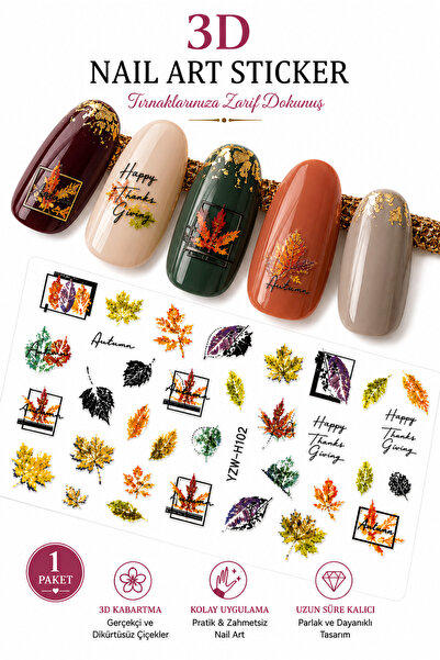 Sibelon Nail Art Sticker Kendinden Yapışkanlı Tırnak Dövmesi Takma Tırnak Süs...