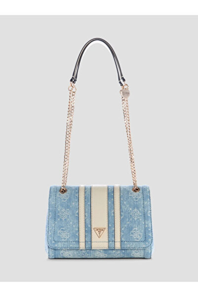 Guess Denim logo Noelle II kapaklı çanta-DL967221