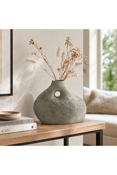 Warehouse Earthy Green Decorative Vase with Organic Design