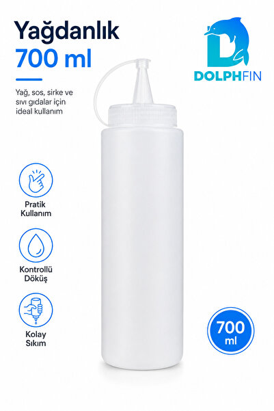 DolphFin زجاجة زيت قابلة للعصر سعة 700 مل، زجاجة صلصة ذات طرف رفيع، تدفق أبيض...