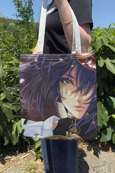 ZipZap Kujou Sara Genshin Impact V4 Double-Sided Canvas Print Tote Bag Anime Bag