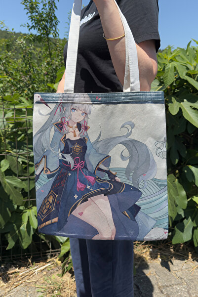 ZipZap Ayaka Genshin Impact V2 Double-Sided Canvas Print Tote Bag Anime Bag