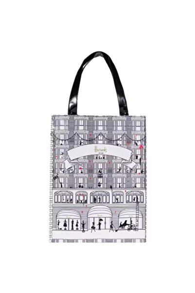 Harrods شنطة كتف / تسىق بشعار مبنى هارودز مقاس وسط ( M: 29 × 38 × 11 cm) لون ...
