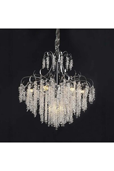 OEM Candelabru Cristal PUBU Eleganza, 5x E14, Diametru 50cm, Crom