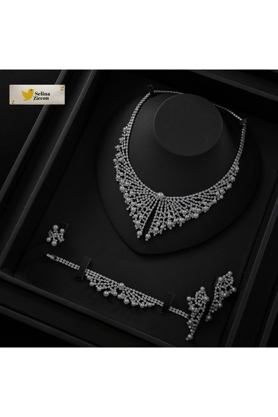 jewelrystore طقم اكسسوارات زركون لول بدقه الالماس مع التغليف