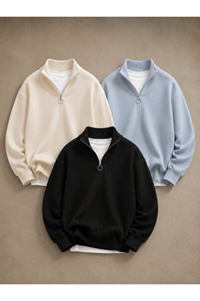 pepule 3-Pack Advantageous Men's Casual Half-Zip Winter Knitwear Thessaloniki...