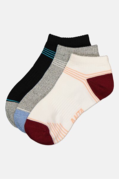 Anta Kids Boy 3 Pairs Brand Logo Ankle Socks, Multicolor