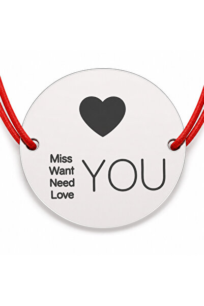 Simoshop Brățară argint 925 cu mesaj Miss Want Need Love, șnur reglabil