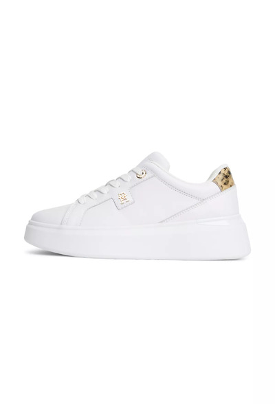 Tommy Hilfiger Women's Low-Top Th Logo Detailed Genuine Leather White Sneaker