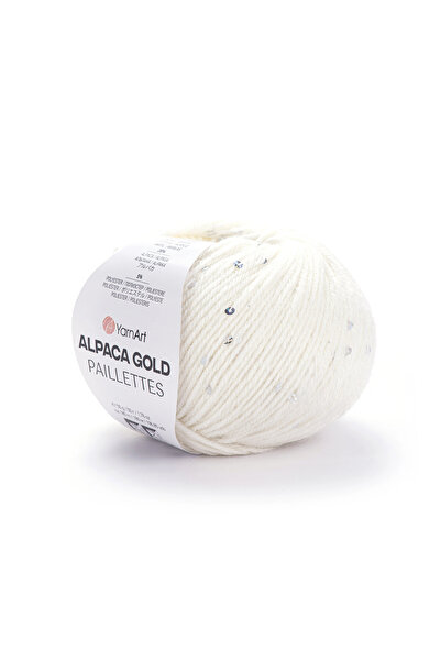 Yarnart Alpaca Gold Paillettes White Hand Knitting Yarn 9301