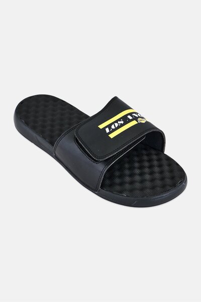 iSlide Men La Lakers Bar Slip On Slides, Black