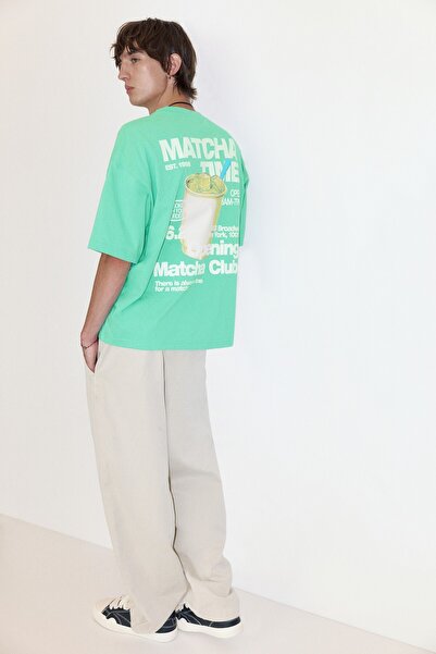 Pull & Bear STWD Matcha Club grafikli tişört