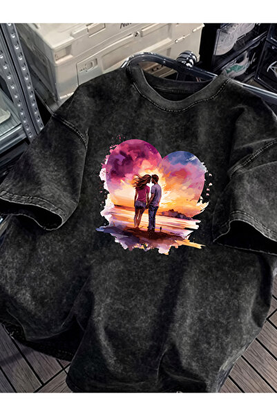 Pink Sky Unisex Oversize Vintage Washed Street Style Μόδα του δρόμου Βαμβακερ...