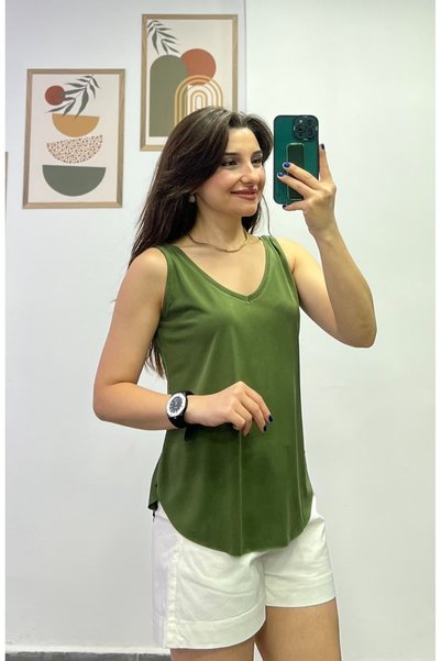 bydenizcollection V-Neck Modal Fabric Cut-Out Waistline Tank Top