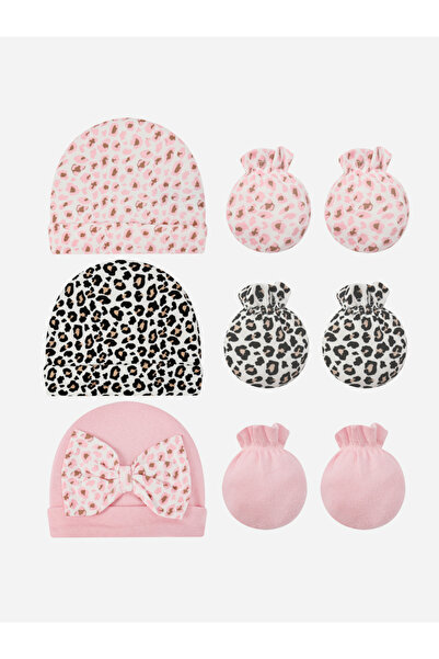 Infancie By Styli Pack of 3 - Cotton Baby Hats Mittens 0-6 M