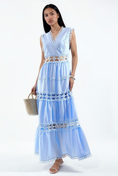 Hiccup Msn Sleeveless Ruched V-Neck Long Dress