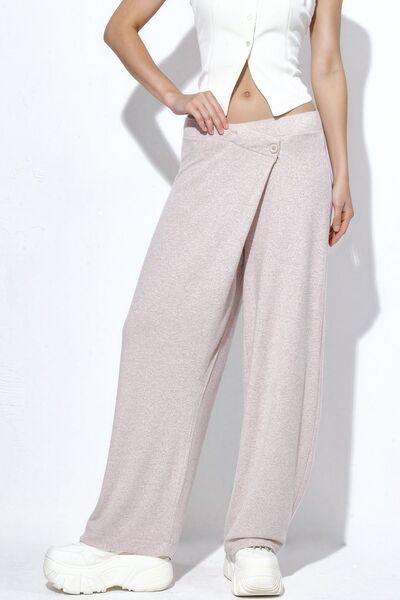 Hiccup Busem High Waist Wide Leg Crepe Trousers
