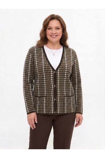 onno style women Snowflake Pattern Colorful Classic Knitted Jacket
