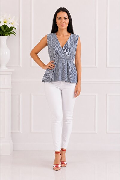 OEM Bluza casual, cu dungi fine negru-alb