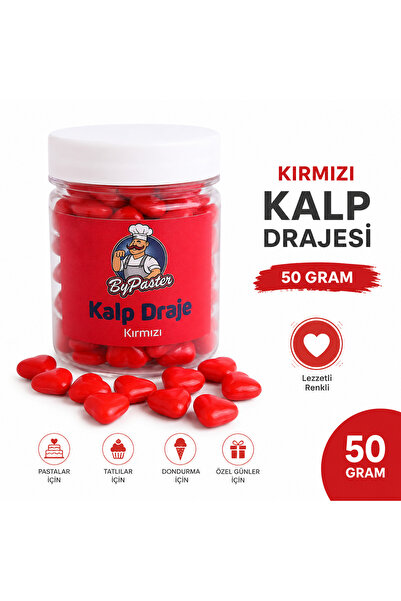 By Paster PASTA SÜSLEME ŞEKERİ KIRMIZI KALP 50 g