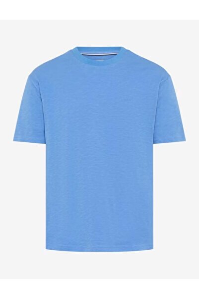 Brax Tricou bărbătesc din bumbac cu guler rotund, albastru TROY
