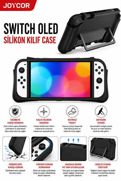JOYCOR Switch OLED Uyumlu Kalın Silikon Koruyucu Kılıf | Darbe Emici, Kaymaz ...