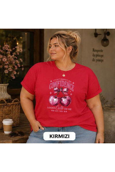 3S MODA Women's Plus Size Basic Confidence Digital Printed T-Shirt