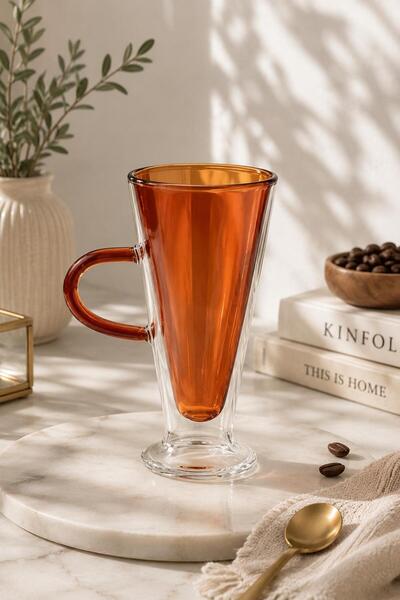 ALBETTO Double Walled Glass Latte Cup |   Heat Resistant Borosilicate Glass |...