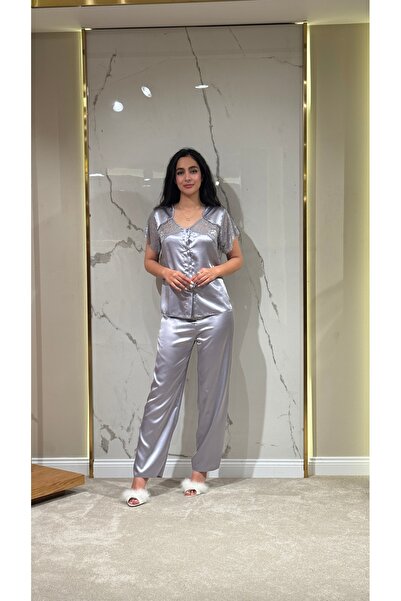 DAWN LİNE 6 Piece Satin Lace Detailed Dowry Suit Bridal Bundle Nightgown Paja...