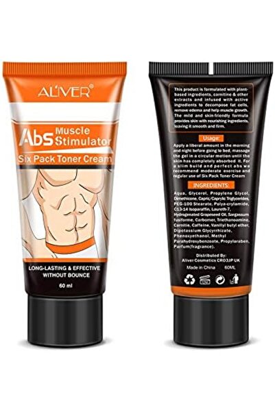 ALİVER Six Pack Abs Stomach Muscle Toning Cream Gel - Stimulates Abdominal Muscle Growth Reducing and Preventing The Production of Fat Cells -Use on Abdomen/Waist/Leg/Arm/Buttock/Shoulder Areas