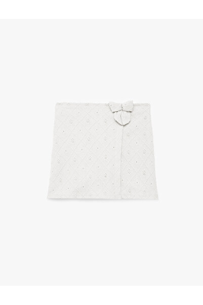 Koton Brodeli Short Skirt with Bow Detail and Elastic Waistband
