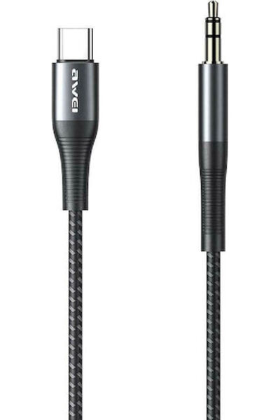 AWEI CL-116T Πλεκτό Καλώδιο USB 2.0 USB-C Αρσενικό σε 3.5mm Μαύρο 1μ AW-CL-116T