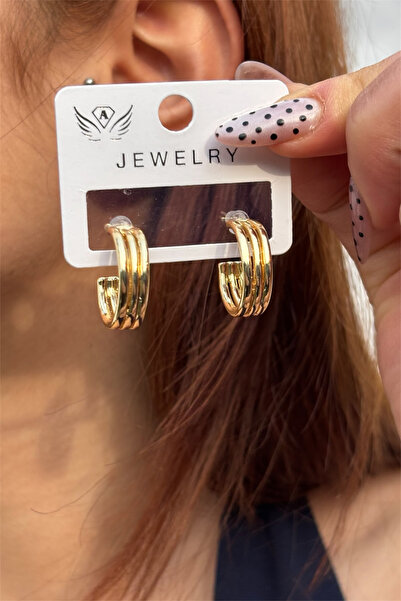 TAKIPORT Gold Color Three Row Hoop Women's Earrings