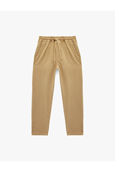Koton Regular Fit Cotton Jean Trousers with Tie Waist