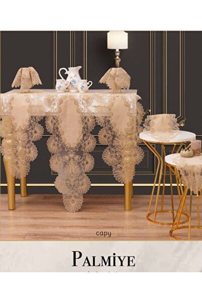 Ceki Home Living Room Set 5 Piece Linen Tablecloth Runner Set Dowry Palm Mode...