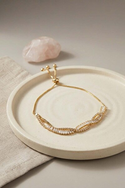 Inure Jewelry سوار من النحاس الأصفر مرصع بحجر الزركون بلون ذهبي، طراز سارمال،...