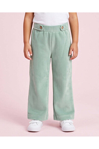 REDTAG Girls Green Velour Wide Leg Trousers