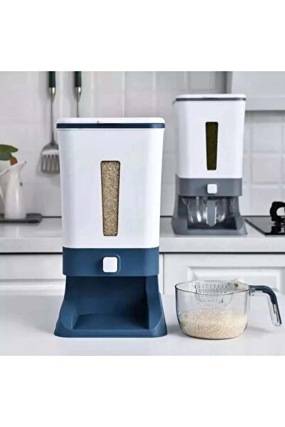 Generic موزع أرز وحبوب سعة 10 كجم مع زر ضغط وكوب قياس