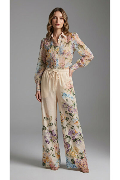 2TRENDY Women's Floral Print Long Sleeve Blouse Multicolor Color