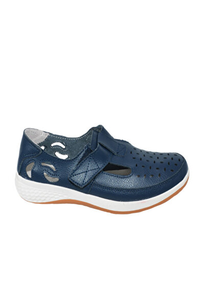 OEM Pantofi din piele cu perforatii si talpa comoda,nuanta de bleumarin