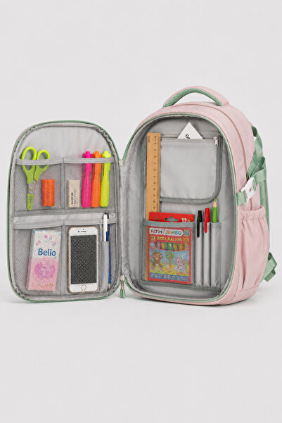 visees Girl's School Bag with Rabbit Figure - Multi-Compartment Ergonomic School Bag