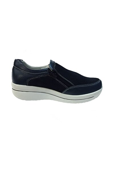 OEM Pantof casual din piele naturala de culoare bleumarin