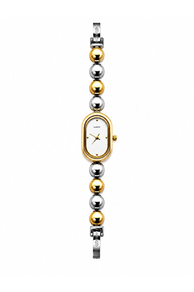 Kadın Kol Saati Çift Renk, Çelik Kordon, Beyaz Kadran Quartz Analog Bilek Saati