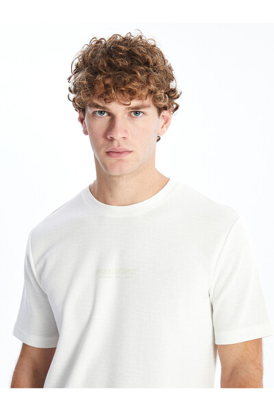LC Waikiki Nevavm with Difference Oval Collar Short Sleeve Printed Men's T-Shirt