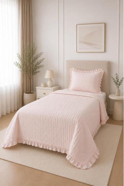 Çeyiz Diyarı Maja Double Sided Fiber Filled Single 180X240 cm Bedspread Powder