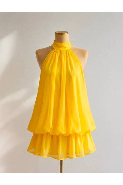 EURO Halter yaka mini elbise