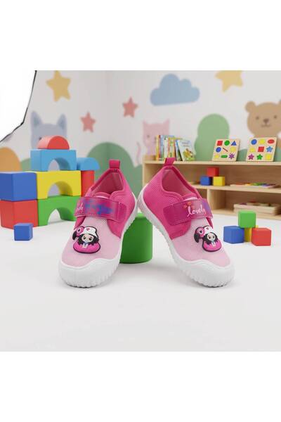 GEZER Children's Unisex Linen Non-Slip Sole Velcro Home, School, Nursery, Kindergarten Daily Use Slippers