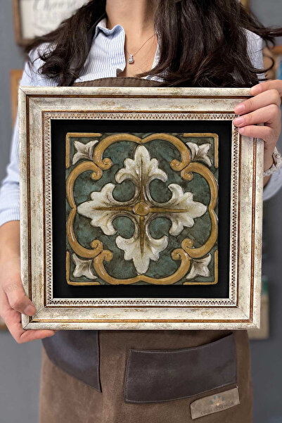 Empressco Şık Taş Desenli Çerçeveli Tablo, 30x30 cm, Vintage ve Eskitme Tarz