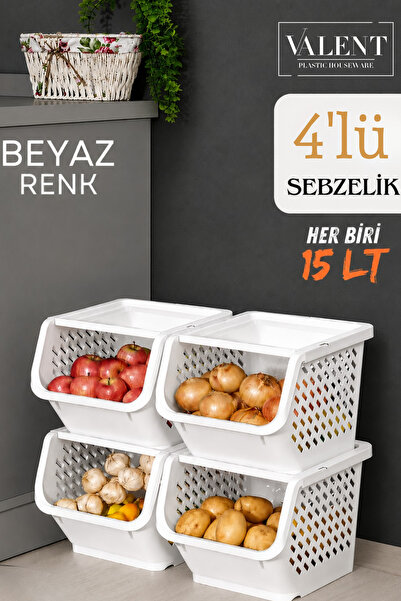 VALENT 4'lü Patates & Soğanlık, Kapaklı Katlı Sebzelik, Oyuncak Sepeti, Banyo...